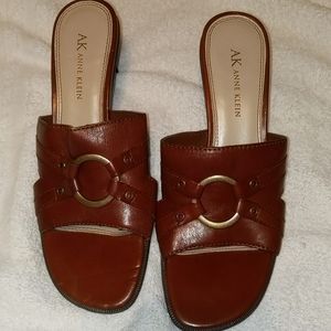 Anne Klein Brown Leather Sandal